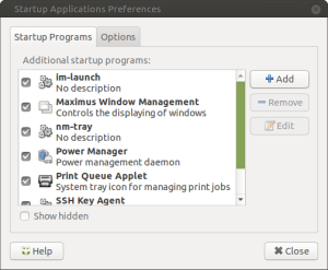 Click 'Add' to add a new startup command